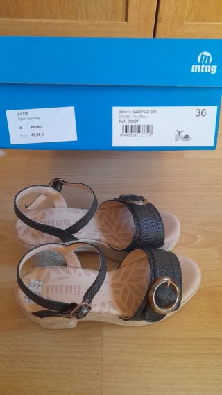 Sandalias Mustang Plataforma Esparto y piel 36