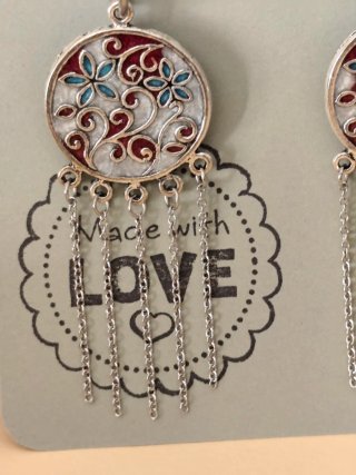 Pendientes artesanales florales con cadenas