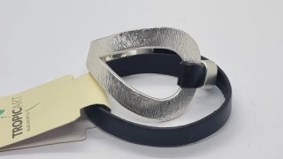 Pulsera Tropicart cuero negra y plateada