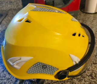 Casco de protección de seguridad en el trabajo.