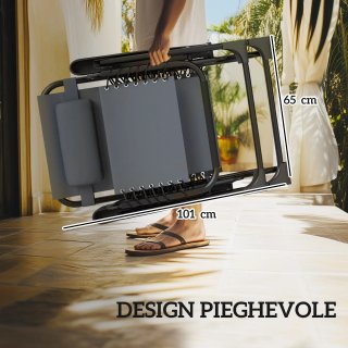 Set 2 Sedie Sdraio Gravità Zero Pieghevoli Grigio