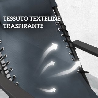 Set 2 Sedie Sdraio Gravità Zero Pieghevoli Grigio