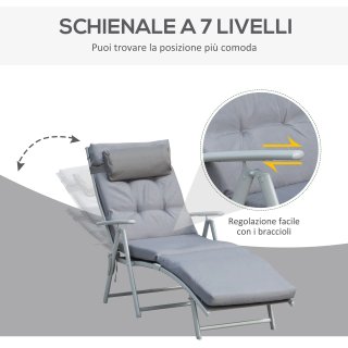 Sdraio Giardino Pieghevole Reclinabile 7 Livelli