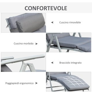 Sdraio Giardino Pieghevole Reclinabile 7 Livelli