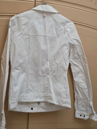 Giubbino jeans bianco donna
