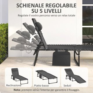 Sdraio Giardino Pieghevole Schienale Reclinabile