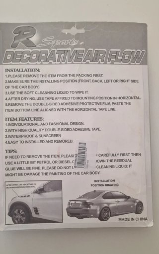 Prese aria effetto carbonio per auto