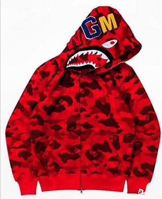 Sudadera BAPE Roja Camuflaje Tiburón