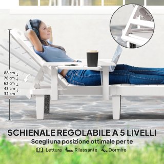 Set 2 Sdraio da Giardino Regolabili con Tavolino