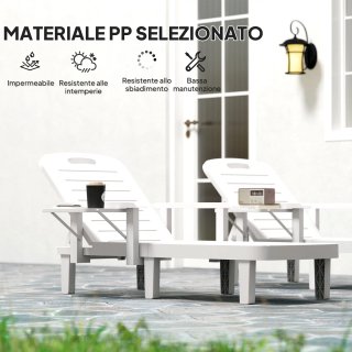 Set 2 Sdraio da Giardino Regolabili con Tavolino