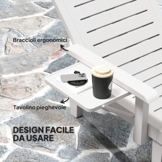 Set 2 Sdraio da Giardino Regolabili con Tavolino