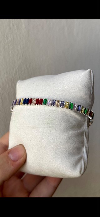 Bracciale tennis con pietre colorate 17 cm lungezz