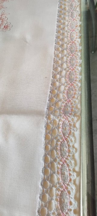 Lenzuolo matrimoniale lino panna con pizzo