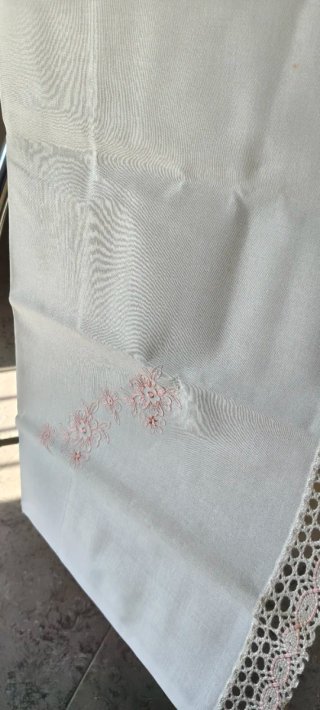 Lenzuolo matrimoniale lino panna con pizzo