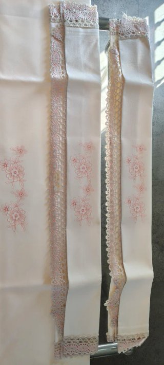 Lenzuolo matrimoniale lino panna con pizzo