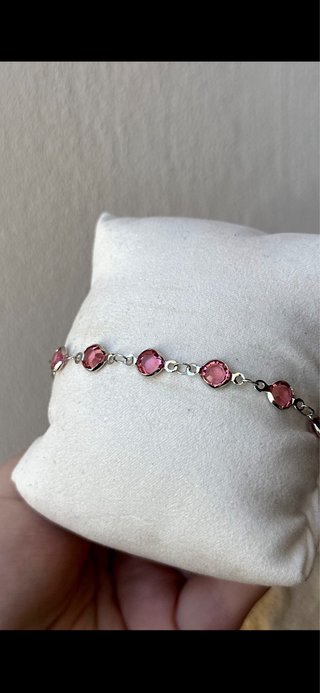 Bracciale tennis con pietre rosa