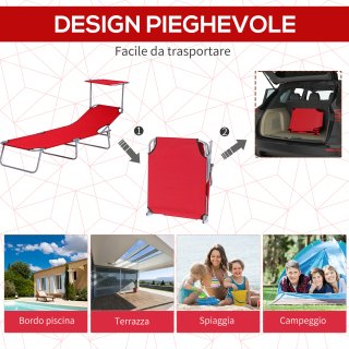 Sdraio da Giardino Pieghevole Tettuccio Regolabile