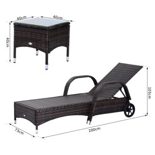 Set da Giardino con 2 Sedie a Sdraio Reclinabile