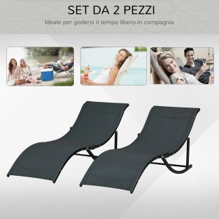 Set 2 Sdraio da Giardino Pieghevoli 61x165x63cm