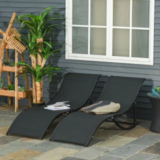 Set 2 Sdraio da Giardino Pieghevoli 61x165x63cm