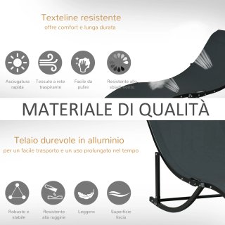 Set 2 Sdraio da Giardino Pieghevoli 61x165x63cm