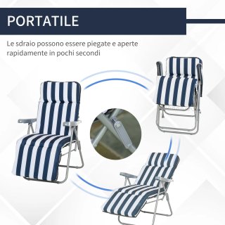 Set di 2 Sedie Sdraio Pieghevoli e Reclinabili