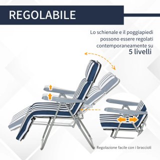 Set di 2 Sedie Sdraio Pieghevoli e Reclinabili