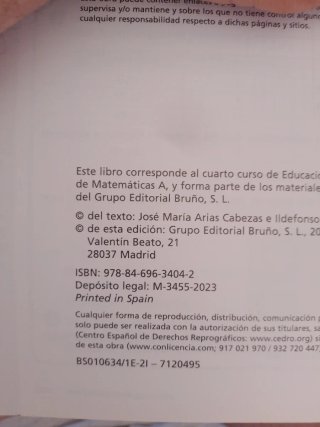 Libro de texto Matemáticas