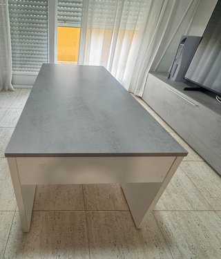 Mesa elevable centro moderna gris y blanca