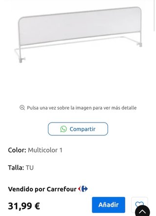 Barandilla de seguridad cama niños 140 cm