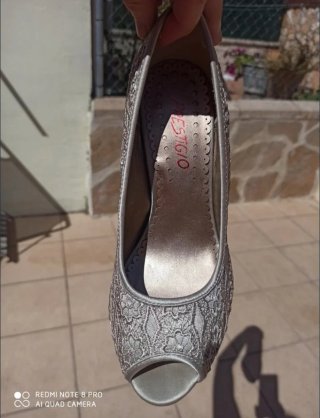 Zapatos de tacón Prestigio encaje beige/dorado