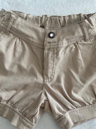 Pantalones cortos shorts niña rayas beige 7-8 años
