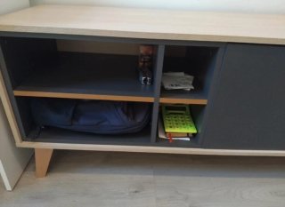 Mueble TV madera y gris