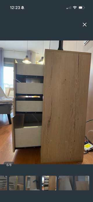 Cómoda de habitación madera y metal