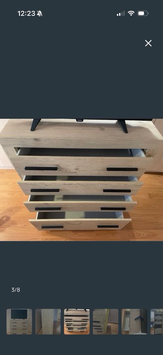 Cómoda de habitación madera y metal