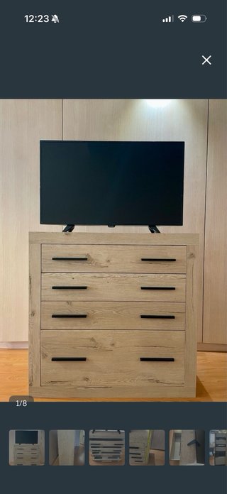 Cómoda de habitación madera y metal