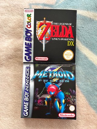 Cajas Zelda y Metroid Fusion Game Boy