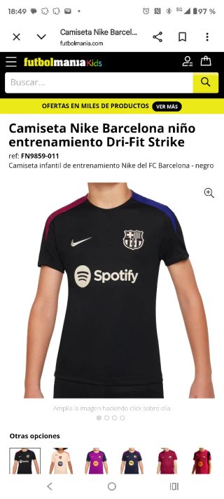 Camiseta FC Barcelona Nike Negra Niño