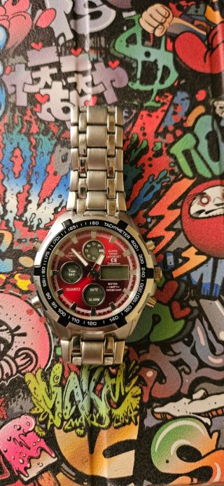 Reloj CS Collection Hombre Rojo/Plata