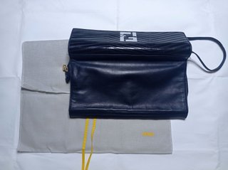 Borsa Fendi baguette in pelle navy blu
