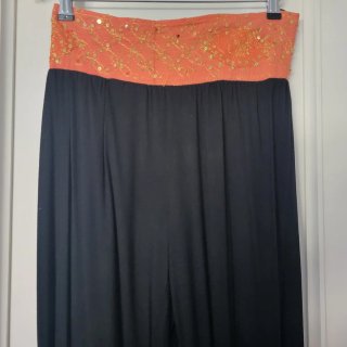 Pantalón bombacho negro lentejuelas cintura M