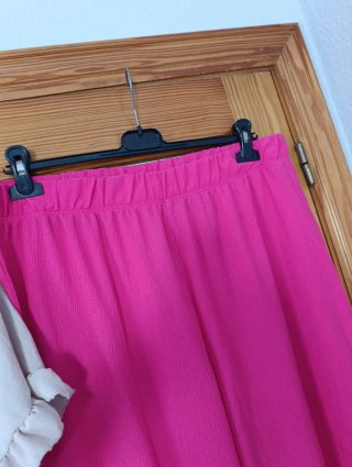 Conjunto Túnica Beige y Pantalón Rosa