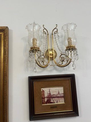 Pareja Apliques Vela Cristal Roca Dorado