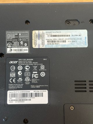 Portátil Acer Aspire V5-571G sin batería
