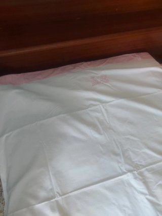Juego de sábanas de algodón rosa y blanco