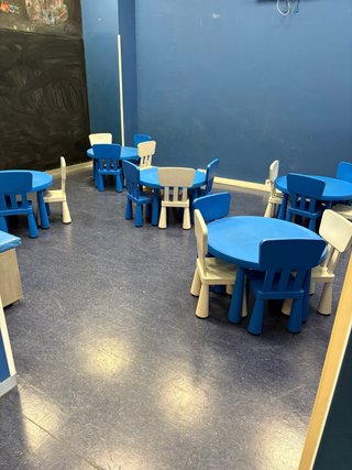 Mesas y Sillas Infantiles Azules