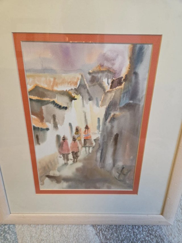 Acuarelas.4 láminas enmarcadas con motivos de Perú