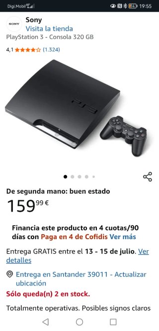 PS3 Slim 320GB Negra con Mando y Cables