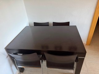 Mesa comedor extensible 126x90 cm + 4 sillas