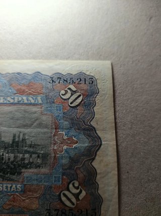 50 Pesetas 1907 sello seco